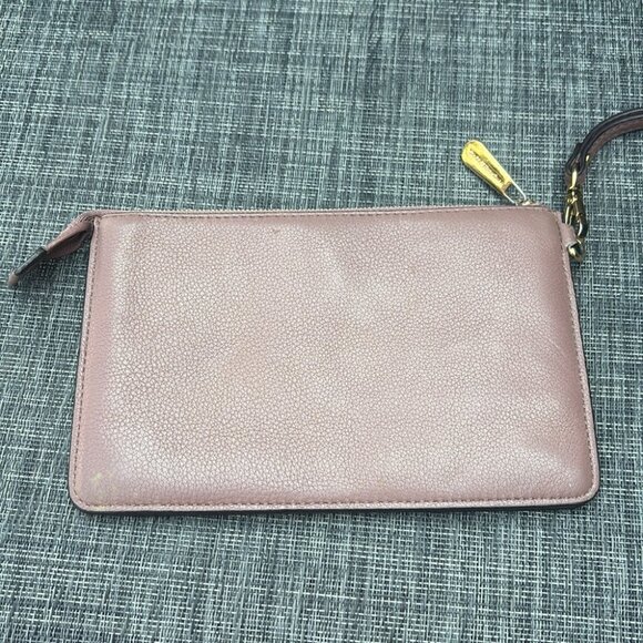 Michael Kors Blush Dark Pinkish Purple Leather Wristlet Clutch - Picture 6 of 8